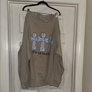 Women Beige 'He is Risen' Sweater